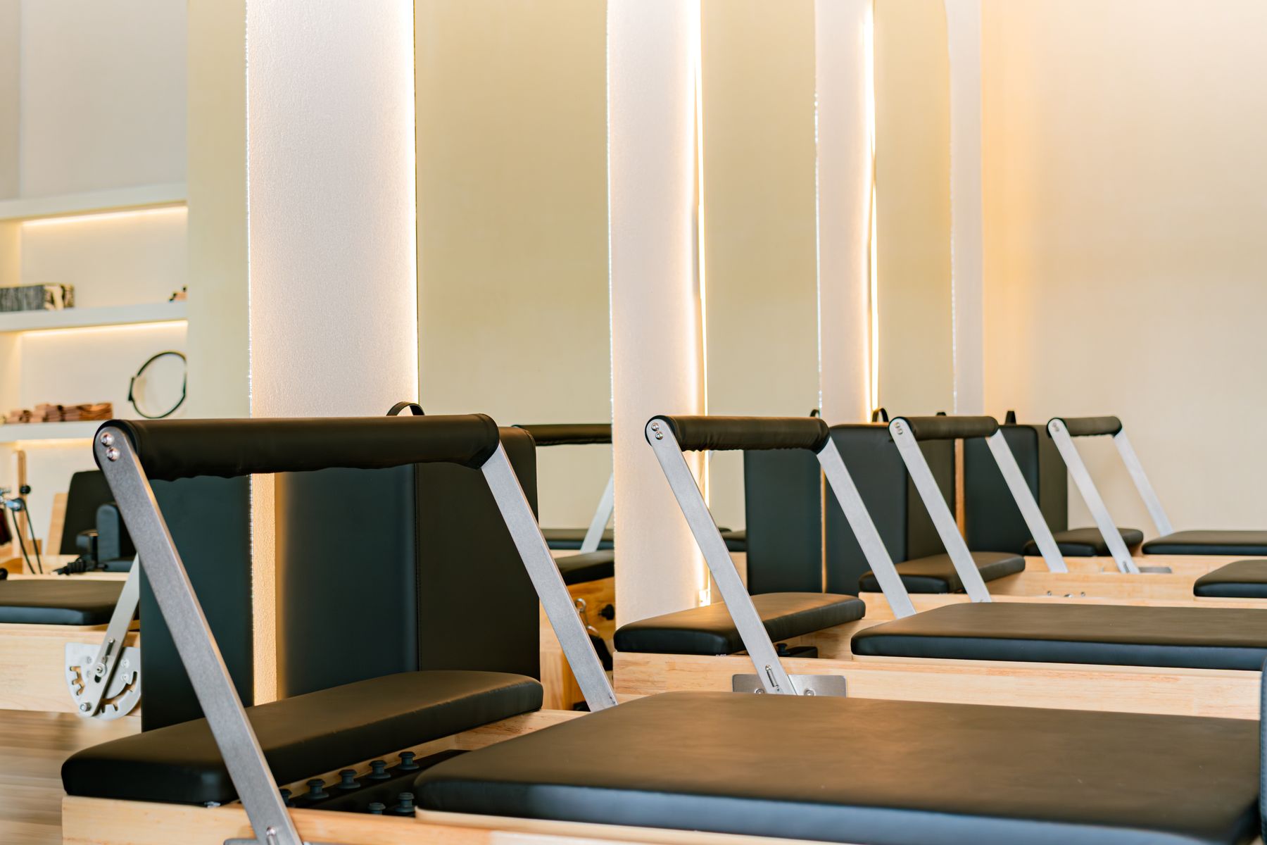Classical Pilates reformer, close detail