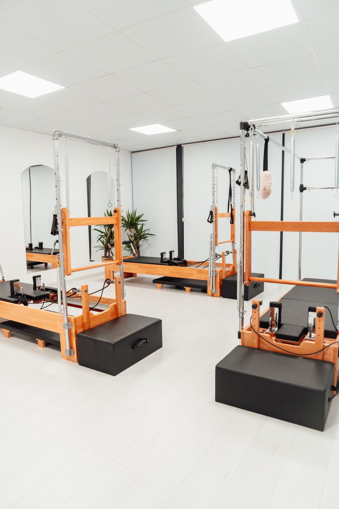 A calm, private home Pilates studio with classical apparatus